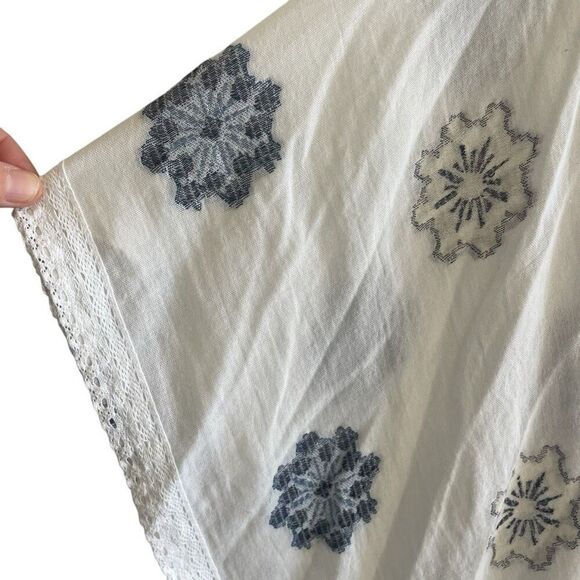 J. Jill Ocean Breeze Botanical Embroidered Poncho Top Kimono Women’s One Size - Picture 6 of 7